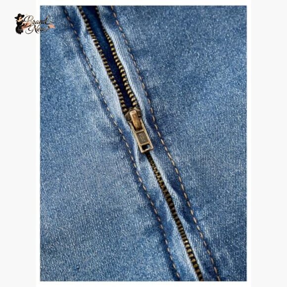 Layered Ruffle Denim Mini Dress Strapless Bandeau Bow Jean Dresses - Picture 4 of 4